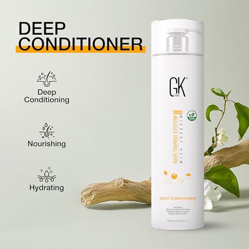 GK HAIR Global Keratin Deep Conditioner Masque (33.8 Fl Oz/1000ml) Intense Hydrating Repair Treatment Mask for Dry Damaged Color Treated Frizzy Hair Restoration Formula with JOJOBA Seed Oils