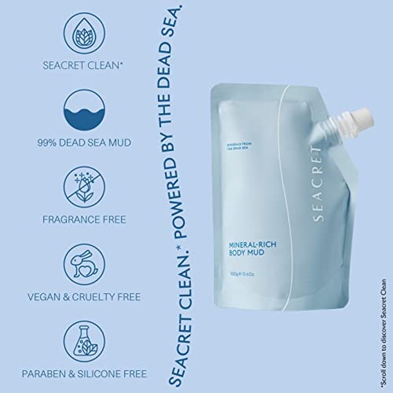 SEACRET Dead Sea Mud - Mineral Rich Body Mud Treatment (Concentration of 99%) Removes Excess Oil and Dead Skin Cells (10.6 oz.)