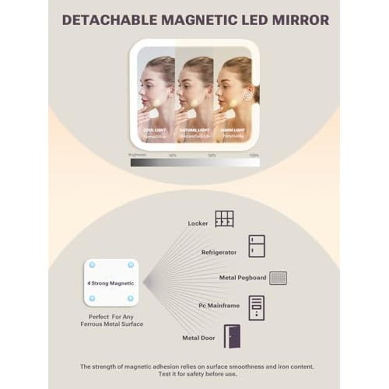 Qislee Makeup Box with Drawer and Four Trays, A Detachable Lighted Mirror, Waterproof Travel Train Case, Cosmetic Organizer and Makeup Suitcase with Magnetic LED Mirror(Black)