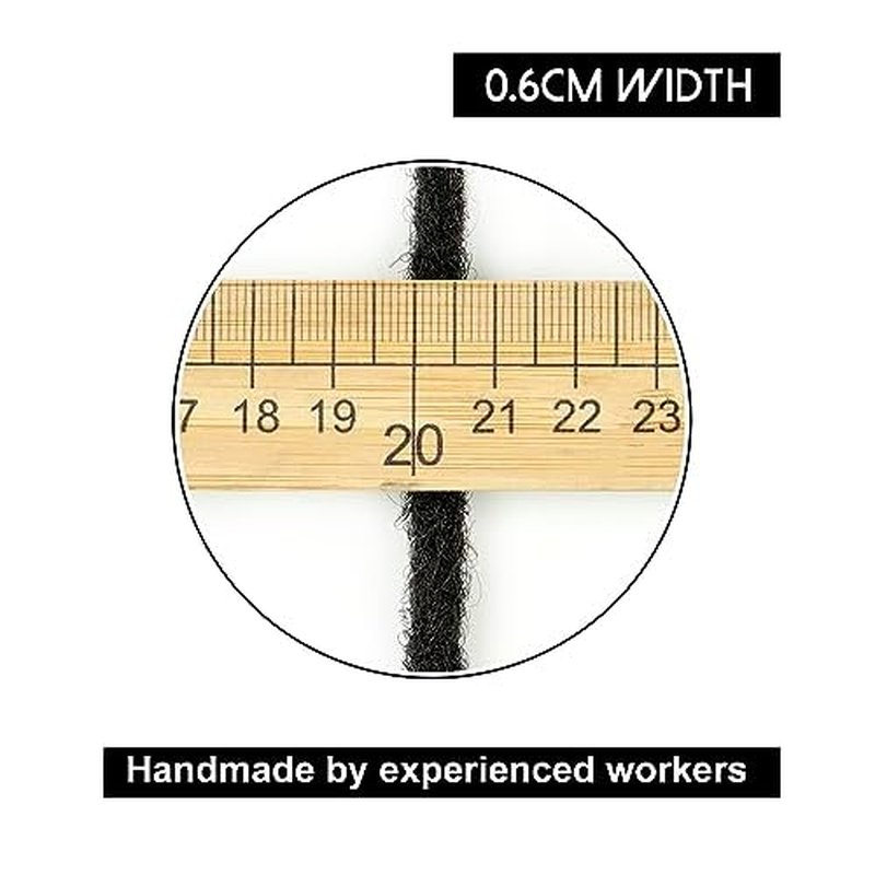 4inch 100 Strands 100% Human Hair Dreadlock Extensions, 0.6cm Width Handmade Loc Extensions Human Hair for Men Women Kids, Permanent Dread Extensions Can Be Dyed Bleached Curled(Natural Black)