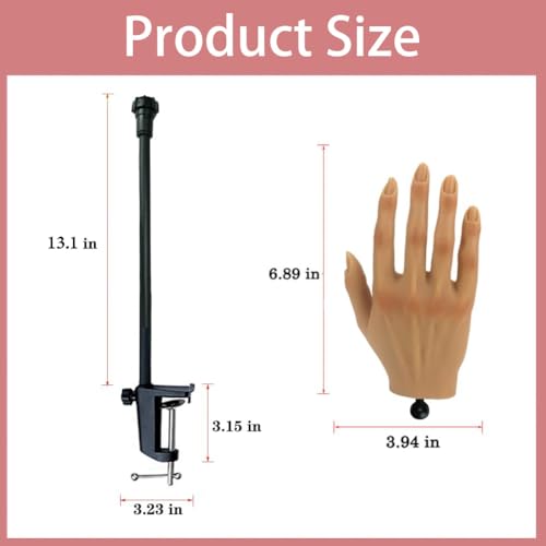 Silicone Practice Hands for Acrylic Nails Manicure Hand with Stand Bracket Nail Hand Practice Flexible Fake Mannequin Hands for Nails Art Training Tool (New 4#-Right Hand)