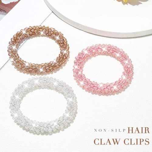Fashey Rhinestone Hair Tie Fancy Ponytail Holders Sparkly Beaded Scrunchies Hair Accessories for Women (Type B)