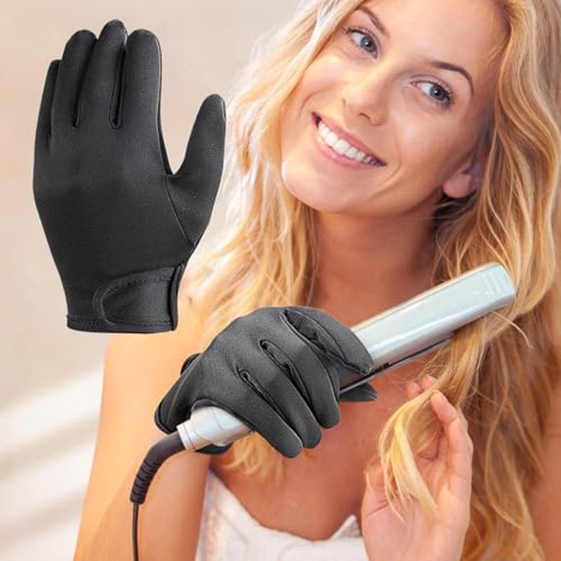 Hair Styling Gloves - Professional Heat Resistant Gloves, 5 Fingers Heat Protection | Reusable Non Slip Mitts, Flexible Hair