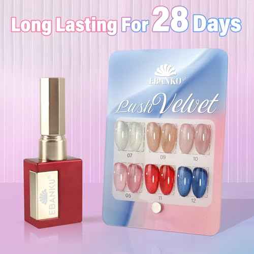 EBANKU 6Pcs 0.5Oz Cat Eye Gel Polish Set Same Color Same Bottle, Holographic Nude Pink Purple Magnetic Gel Nail Polish Kit, Soak Off UV Gel Cat Eye for Manicure Salon DIY at Home