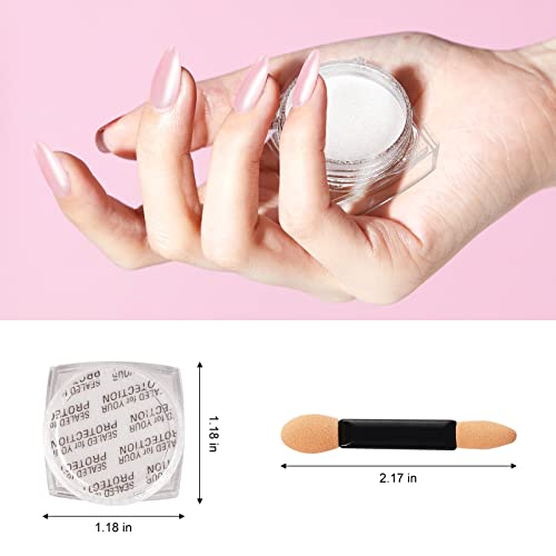 Artdone 2 Jars Chrome Nail Powder White and Red Pearl, Iridescent Aurora Powder Metallic Mirror Effect Pigment Pearlescent Mermaid Pearl Dust Kit, Decoration Acrylic Resin Craft