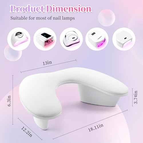 Arm Rest for Nails Tech, U Shaped Soft PU Leather Nail Arm Rest,Ergonomic Slope Angle Hand Rest for Nails Tech,Professional Salon Manicure Arm Rest Cushion (White)