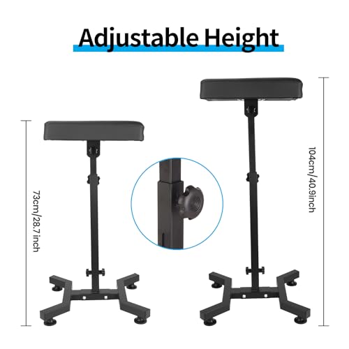 Tattoo Armrest Stand, Tattoo Arm Rest Stand Adjustable, Tiltable Thickened Black Leather Cushion, Stable Four Corner Base, Portable Tattoo Armrest for Studio Salon Tattoo