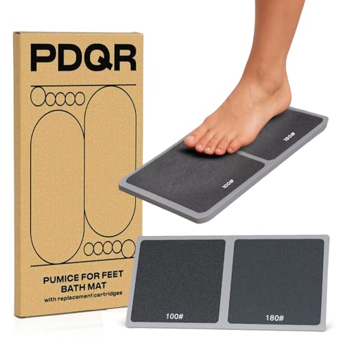 Premium Pumice Mat for Feet with 100 & 180 Grit Stones, Callus Remover and Exfoliator for Smooth Heels and Toes, Gentle Durable Foot Care Tool for at-Home Pedicure and Spa Softness