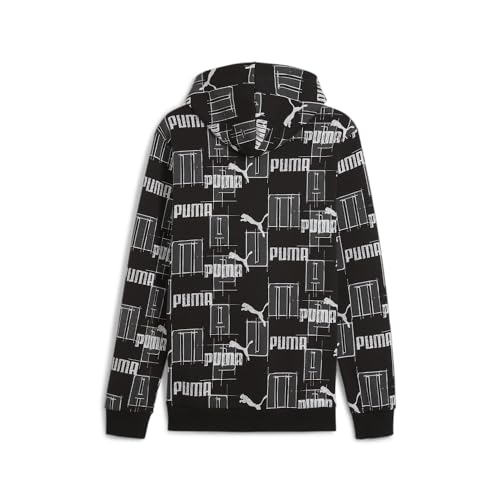 PUMA Men's Essentials Logo Fleece Hoodie (Available in Big & Tall), Black-SS24 All Over Print