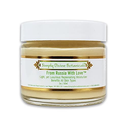 Simply Divine From Russia With Love, Natural and Organic Replenishing Moisturizer with Aloe Vera for All Skin Types, 2oz