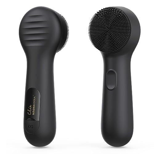 Silicone Face Scrubber, N?graCoola CLIE 2.0 Facial Cleansing Brush, Rechargeable, Waterproof Face Scrub Brush for Cleansing, Exfoliating, Massaging, Electric Facial Exfoliator for Women & Men - Black