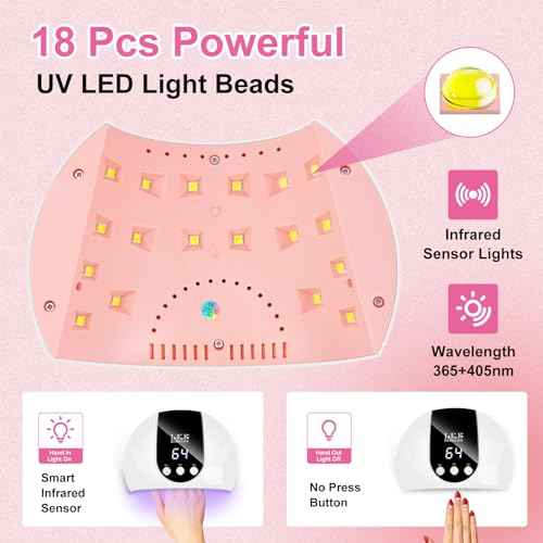 UV Light for Gel Nails, LKE 54W UV LED Nail Lamp with 18 Beads 3 Timer Setting & Auto Sensor Nail Dryer for Gel Polish Polygel Fast Curing Manicure Professional Nail Dryer Home Salon Nail Tools