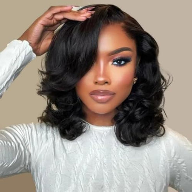 west kiss Glueless Short Bob Wig Ready to Wear 4x7 Closure Bob Wig Pre Cut & Pre Bleached Human Hair Wigs With Adjustable Straps for Easy Installation 10 Inch