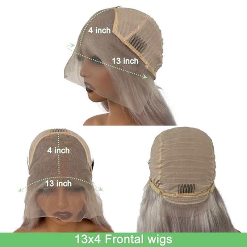 SOSEXY Grey Lace Front Wigs Human Hair 13x4 HD Transparent Straight Lace Frontal Wigs 180% Density Human Hair Wigs for Women Pre Plucked with Baby Hair Gray Wig
