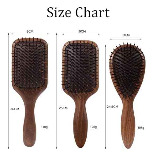 Lindale Walnut Wooden Hair Brush for Hair Growth with Natural Walnut Bristles Detangler Paddle Hairbrush for Massaging Scalp for Women Men, Reduces Static for Curly Hair with Ergonomic Handle Long