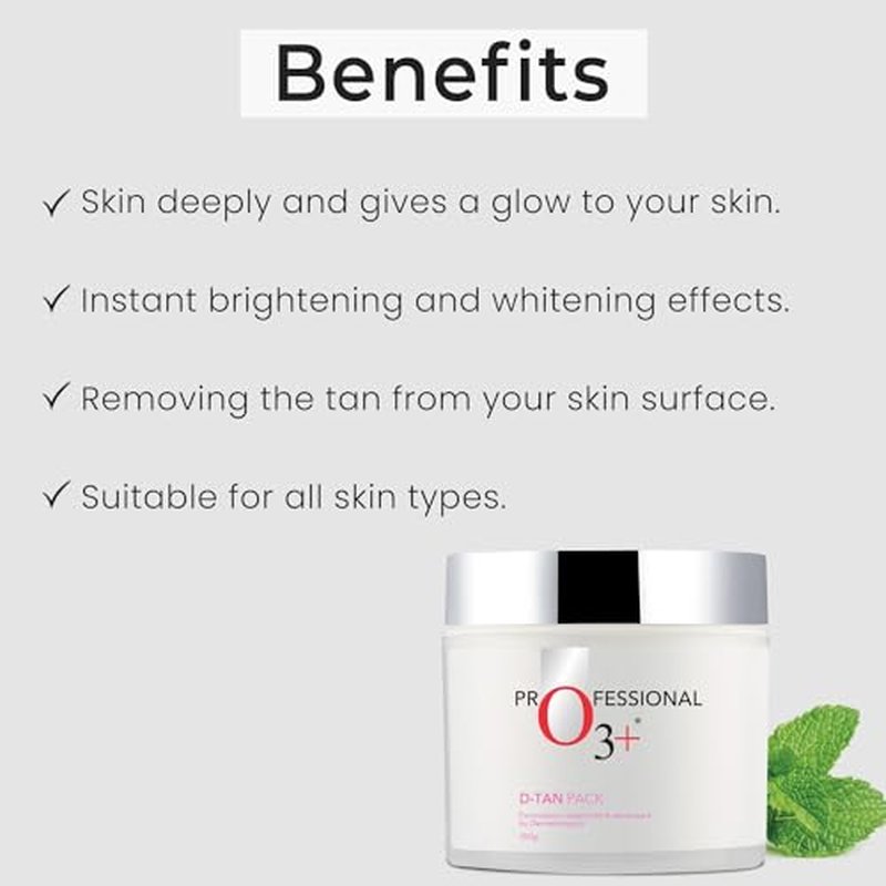 03++ D-TAN Face Pack for Tan Removal, with Lactic Acid, Pea & Mint Extract, All Skin Types, 300g