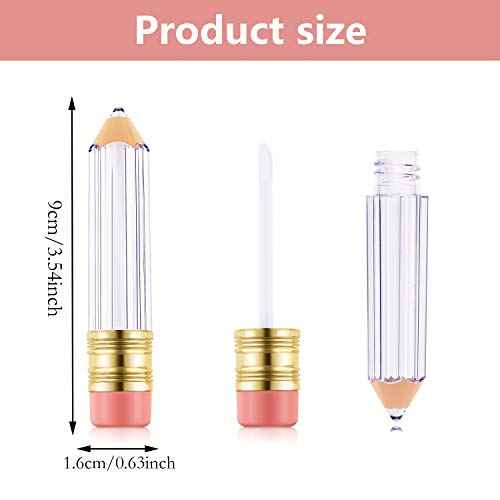 Blulu 48 Pcs 5 ml Empty Pencil Lip Gloss Tubes Bulk, Pencil Shaped Lip Gloss Containers Clear Mini Refillable Lips Balm Tubes DIY Cute Teacher Appreciation Gift for Women Girls Teacher Christmas Gift
