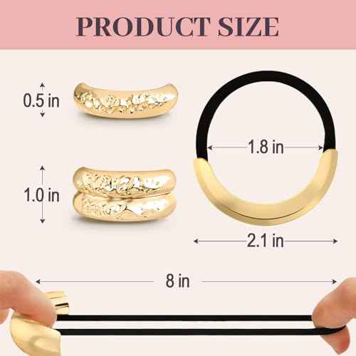2PCS Metal Hair Tie For Women,Gold Cuffs,Metal Geometric Gold Hair Ties, Hair Accessories Stretchy and Non-Damage Ponytail Holders,Ponytail Cuff Hair Bands For Hair Styling(SET7)