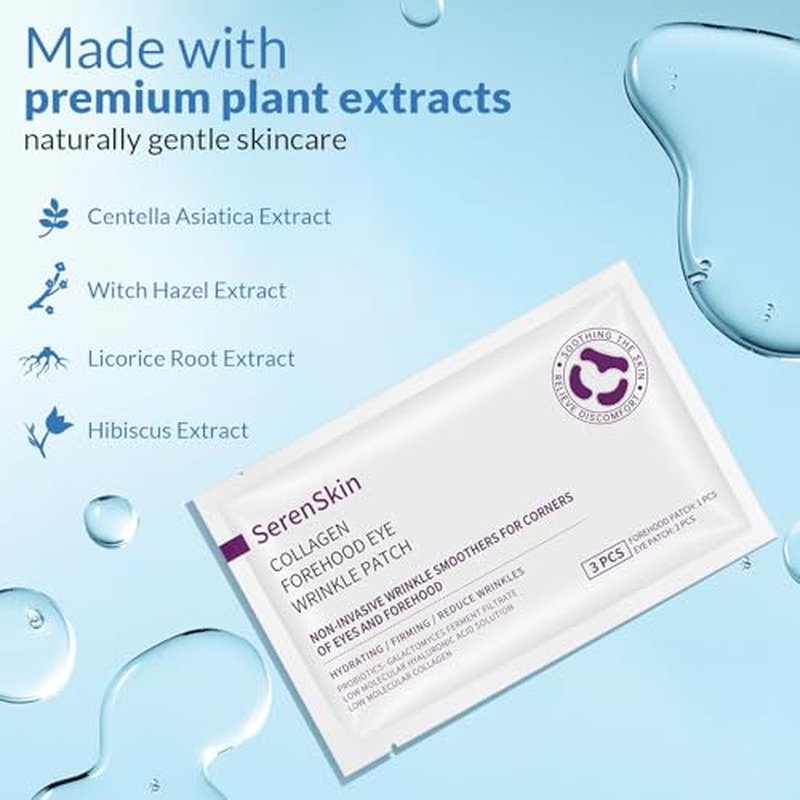 Forehead Wrinkle Patches & Under Eye Pads with Collagen & Hyaluronic Acid, Anti-Wrinkle Care for Forehead Lines, Puffy Eyes, Dark Circles & Eye Bags, 18 Pcs