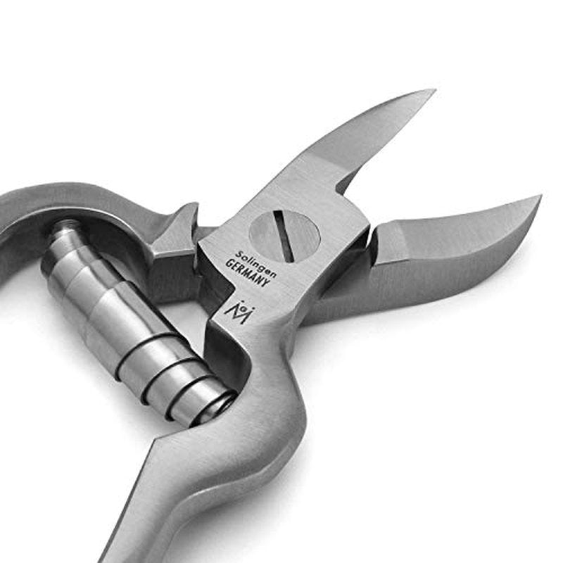 p125 - Pedicure Heavy Duty Toenails Nippers FINOX Surgical Steel Toe Nail Cutters German Stainless Barrel Spring Podiatry Clippers Tool in Leather GERmanikure Solingen