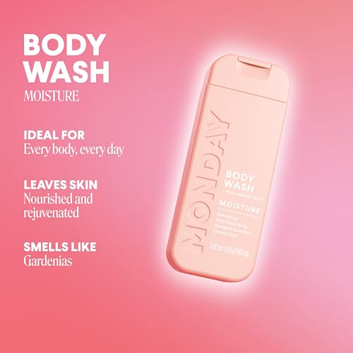 MONDAY Body Wash Moisture Travel Pack -90ML (4 Pack) - Nourishing Ingredients, Shea Butter, Coconut Oil and Grapefruit Extract, Hyrdrate and Replenish Skin