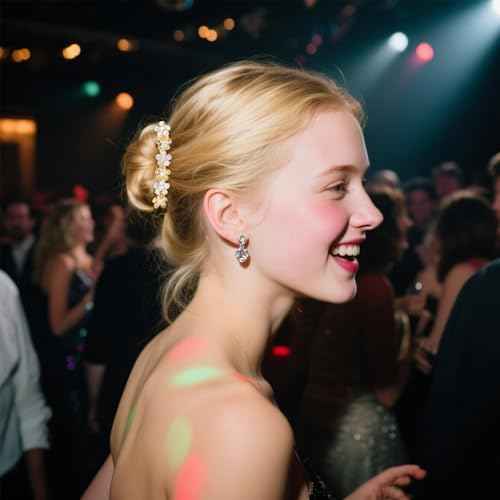 Gold Barrettes for Women Rhinestone Fancy Hair Clips Crystal Flower Hair Clips Barrettes for Women Thin Thick Short Hair Gold Bridal Hair Accessories for Wedding