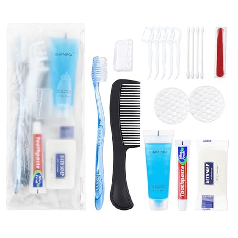Basic Toiletry Kits, Individually Packed, Personal Hygiene Kit Bulk Homeless Care Package Supplies Travel Size Toiletry Kit for Men Women Charity Reusable Toiletry Bag (Pack of 50)