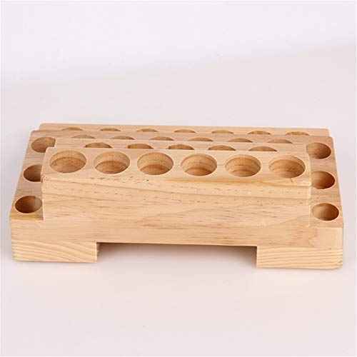 VolksRose 4-Tier Essential Oils Storage Rack, Wooden Essential Oils Nail Polish Display Holder Shelf, Cosmetic Perfume Essential Oil Organizer Stand - 30 Slots for (5ml 10ml 15ml 20ml) Bottles