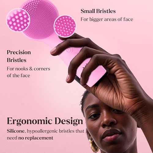 Facial Cleansing Brush - for Deep Cleansing, Gentle Exfoliating and Massaging - Waterproof and Rechargeable Face Cleanser Brush - Silicone Sonic Vibration Face Scrub Brush - Electric Face Washer
