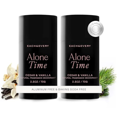 Each & Every Aluminum Free Deodorant for Men & Women, Cedar & Vanilla - All Natural Deodorant for Sensitive Skin, EWG Verified - Clean, Baking Soda Free, Plant-Based Fragrance - 2.5oz, 2 Pack