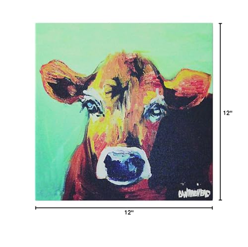 Creative Co-Op Canvas Wall Décor with Cow Image