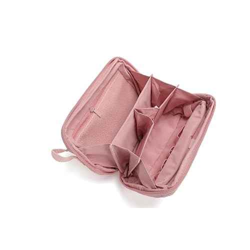Makeup Bag for Travel Medium Cosmetic Case for Women Large Capacity Portable Zipper Cosmetic Organizer with Compartments Pink