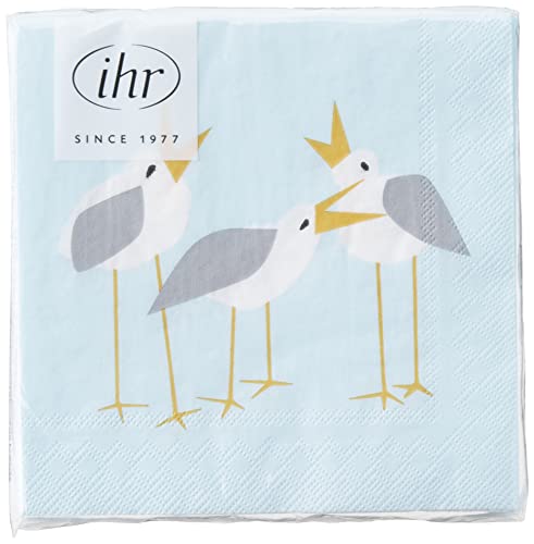 Boston International IHR Cocktail Beverage Paper Napkins, 5 x 5-Inches, Seagulls, 20-Count