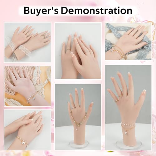 Realistic Female Silicone Hand Mannequin Hand Model Fake Hand With Skeleton For Manicurist Reusable Acrylic Nails Display Jewelry Props - White Left Hand
