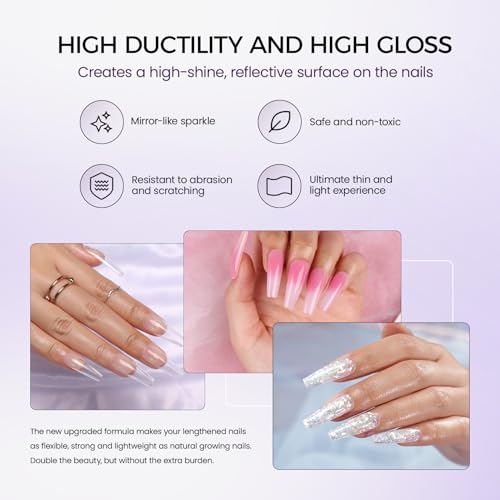 Poly Gel Nail Kit: 6 Clear Colors Poly Extension Gel Nail Starter Kits with Nail Lamp Complete Poly Gel Nail Kit Supplies for Beginners with Everything