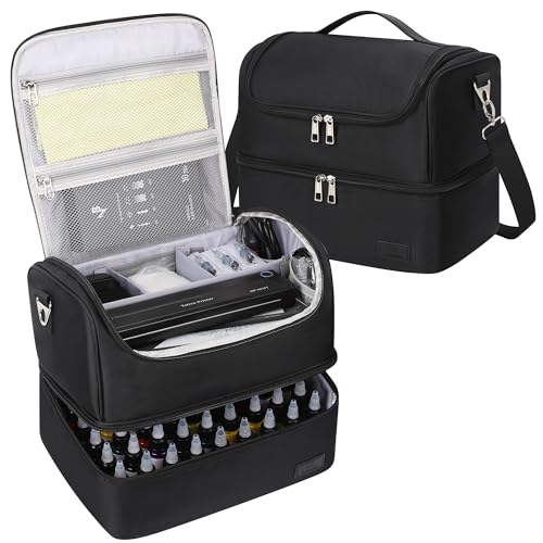 Tattoo Travel Case Holds 54 Bottles (30ml/1fl.oz) & Tattoo Supplies and Equipment, Large Travel Carring Case Double-Layer Organizer Shoulder Bag for Large Tattoo Stencil Printer