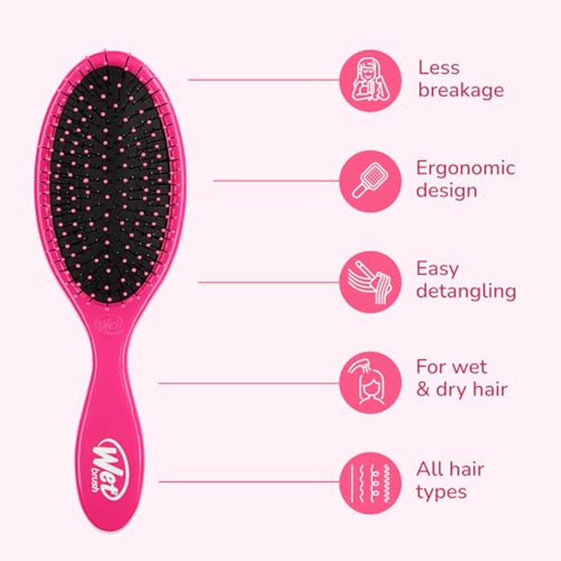 Wet Brush Detangling Brush, Original Detangler (Pink & Purple, 2 Pack), Wet & Dry Tangle-Free Hair Brush for Women & Men, No Tangle, Soft and Flexible Bristles for Straight, Curly and Thick Hair