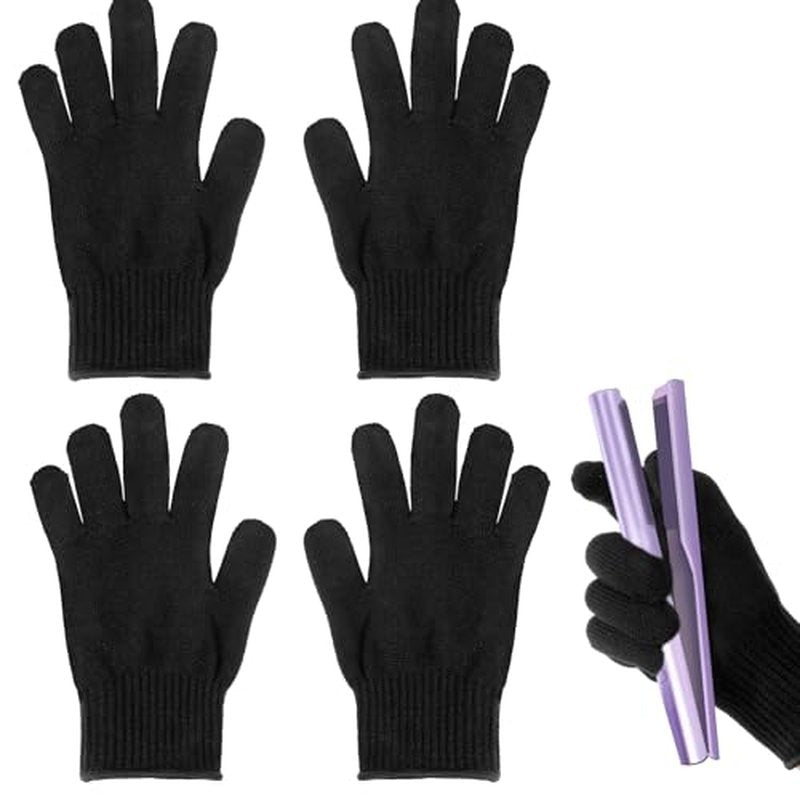 JIEYAO 4 Pack Heat Resistant Gloves for Hair Styling, Curling Iron Glove Heat Blocking Glove for Curling Wand F& lat Iron