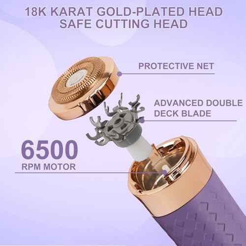 Facial Hair Remover for Women, Painless Rechargeable Hair Removal Device, Comes with 2 Replacement Heads, Portable Electric Shaver/Razors for Face, Chin, Upper Lip, arms and Peach Fuzz (Pink)