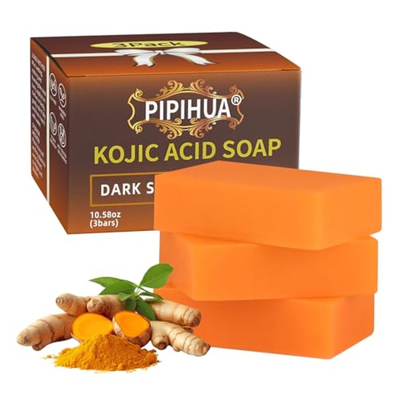 PIPIHUA Kojic Acid Soap - Turmeric Soap with Turmeric & Lemon & Collagen & Hyaluronic Acid & Glutathione