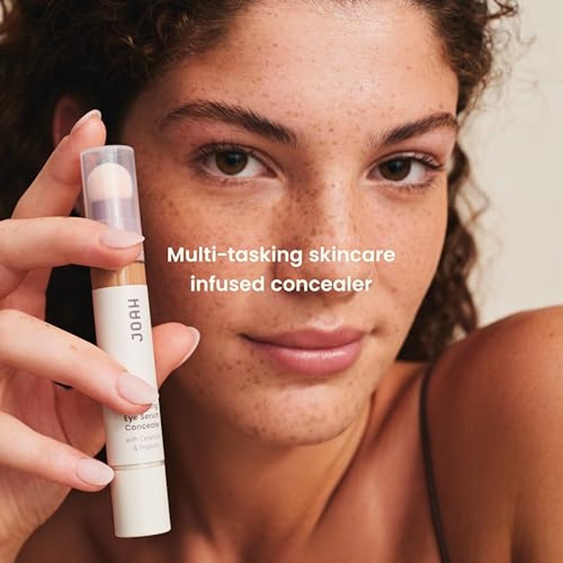 JOAH Perfect Complexion Under Eye Concealer and Hydrating Serum, Korean Makeup for Dark Circles and Puffiness, Peptide Serum with Medium Coverage, Cushion Tip Applicator