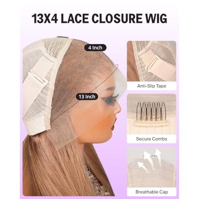 Straight Bob Wig Human Hair 13x4 Frontal Lace Wig 10 Inch Light Brown Blonde Wig 210% Density HD Lace Front Wigs Human Hair Pre Plucked Milk Tea Brown Short Bob Wigs Blunt Cut Wig