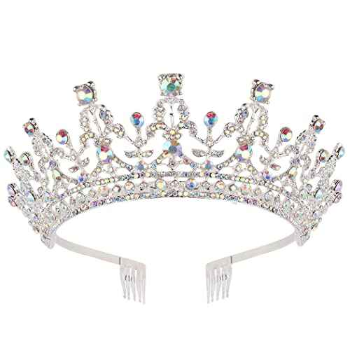 AOPRIE Tiaras and Crowns for Women Girls Guardian of Soldiers Crystal Hair Accessories for Wedding Prom Bridal Birthday Party Halloween Costume Christmas Gifts Princess Tiara for Little Girls, Silver