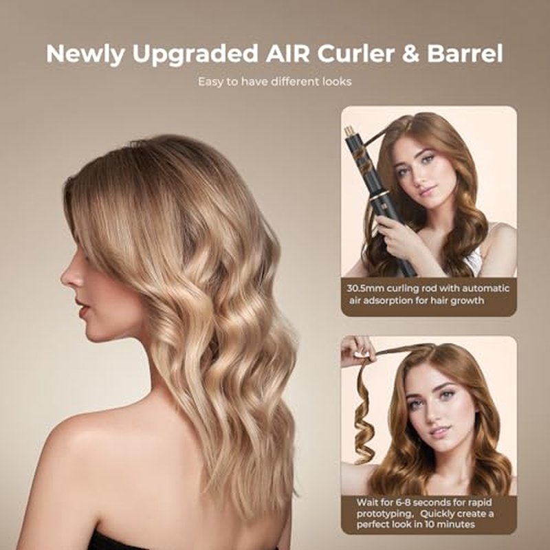 5 in 1 Hair Dryer Brush Set, Air Curler Wrap Hair Styler Blow Dryer Brush with 3 Temps, Upgrade Negative Ion Hot Air Brush Curling Brush Iron, Hair Styling Tools for Dry Curl Straighten