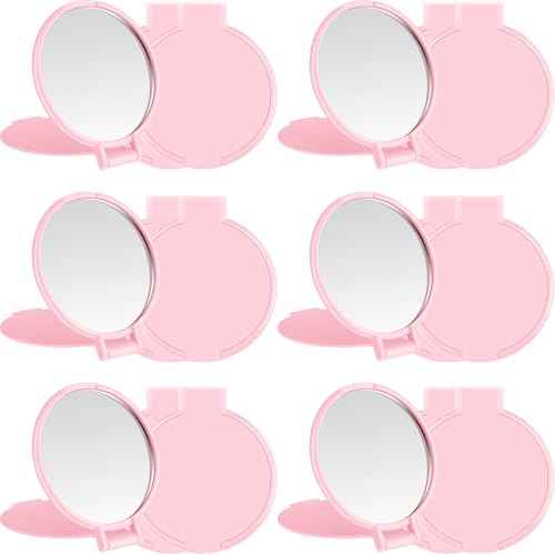 Jetec Compact Mirrors Bulk Gifts Mini Vintage Pocket Mirrors for Purse Small Portable Folding Round Makeup Stuffs for Travel Daily Use Party Favors Women (Pink,12 Pieces)