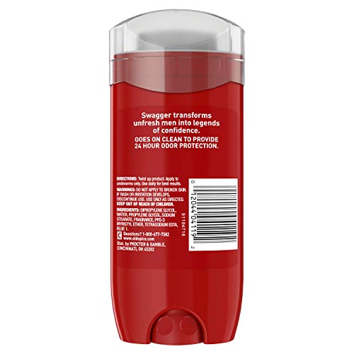 Old Spice Aluminum Free Deodorant for Men Red Zone Collection, Swagger Invisible Solid, Lime & Cedarwood Scent, 3.8 Oz