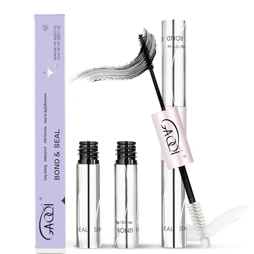 GAQQI Lash Cluster Glue, Lash Bond and Seal Waterproof, Bond & Seal Eyelash Glue for Clusters, Eyelash Adhesive Black Long-Lasting 72H, Latex-Free£¨5ml+5ml£©