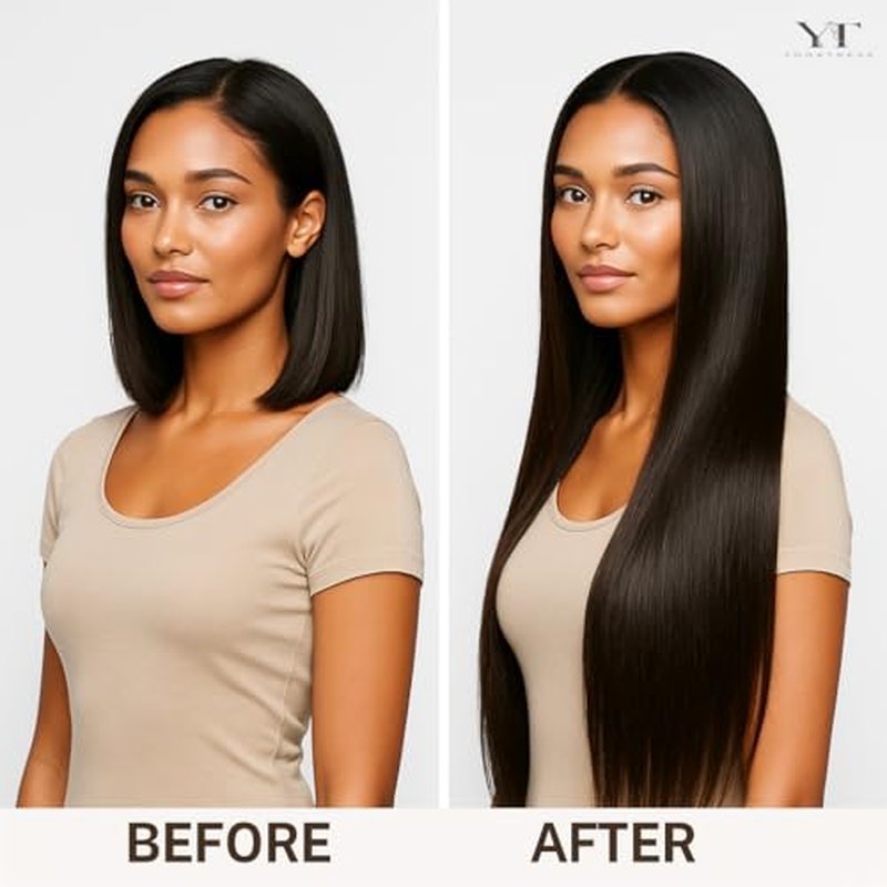 Clip in Hair Extensions Real Human Hair ? 100% Indian Remy Human Hair Extensions, Clip Extensions for Women, Double Weft Seamless, Straight, Pack of 1 ? 1B Natural Black 18 Inch 120g Premium