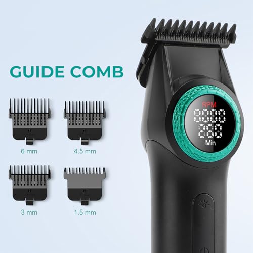 VGR 977 Professional Hair Trimmer Hair Clippers for Men, 8000rpm T-Blade Trimmer Zero Gapped Cordless Barber Clippers, Rechargeable Edgers Clippers with LED Display(Black)