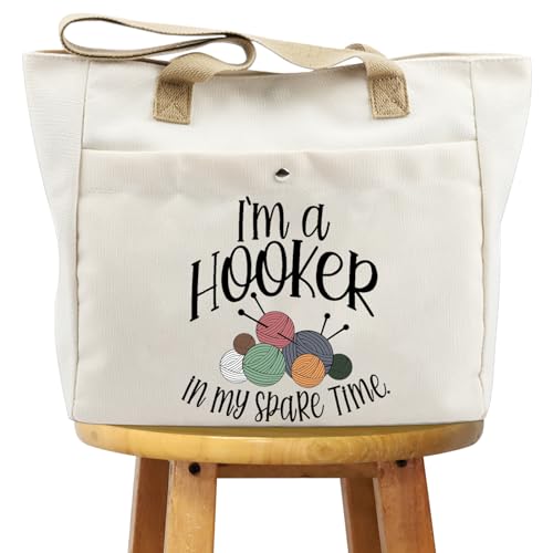 WCGXKO Crochet Lover Gift Crocheters Gift I'm A Hooker In My Spare Time Zipper Pouch Makeup Bag